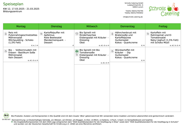 Speiseplan 17.03.-21.03.2025